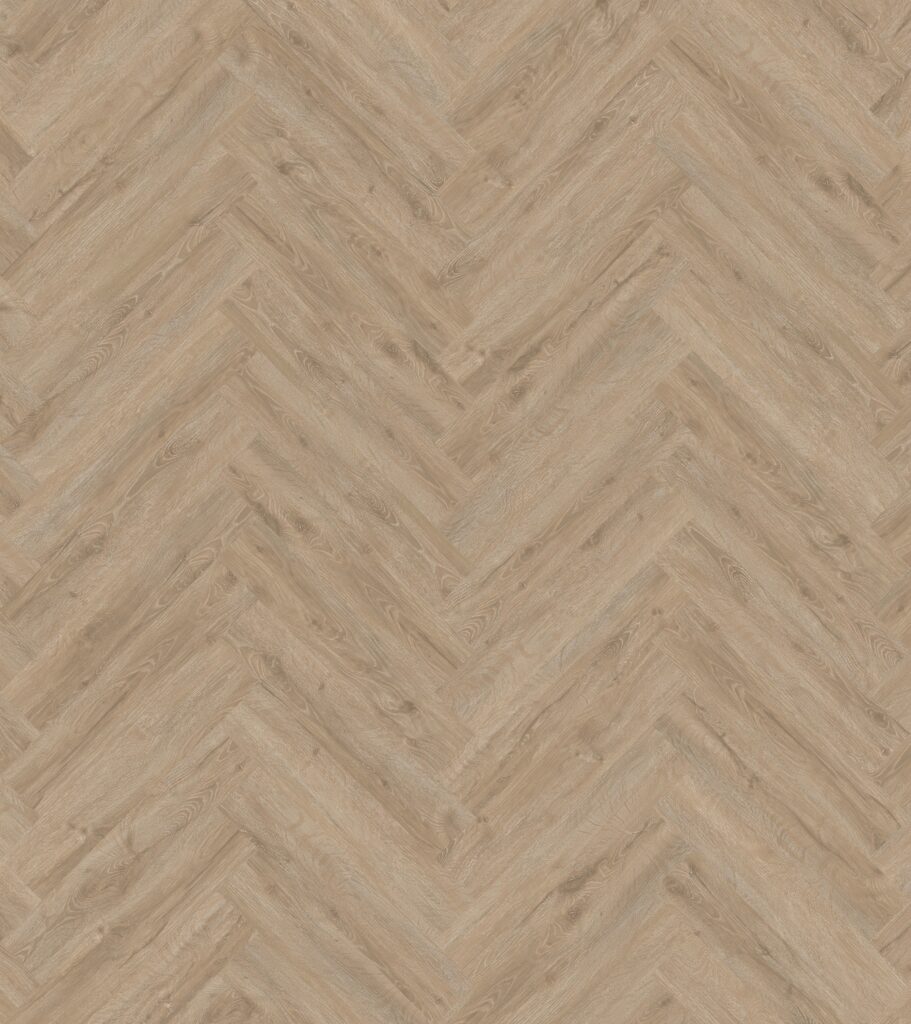 PVC visgraat vloer met natuurlijke beige houtlook