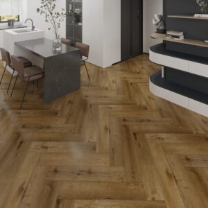 Amber Oak Visgraat Click PVC vloer in interieur
