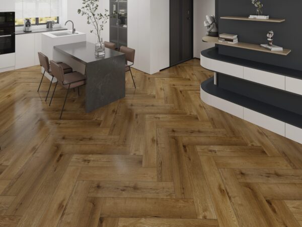Amber Oak Visgraat Click PVC vloer in interieur