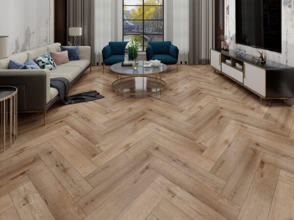Melange Oak Visgraat Click PVC vloer in interieur